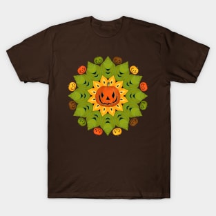 Jack-O-Lantern Halloween Flower T-Shirt